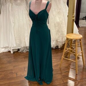 Emerald Mori Lee Chiffon Bridesmaid style# 21793